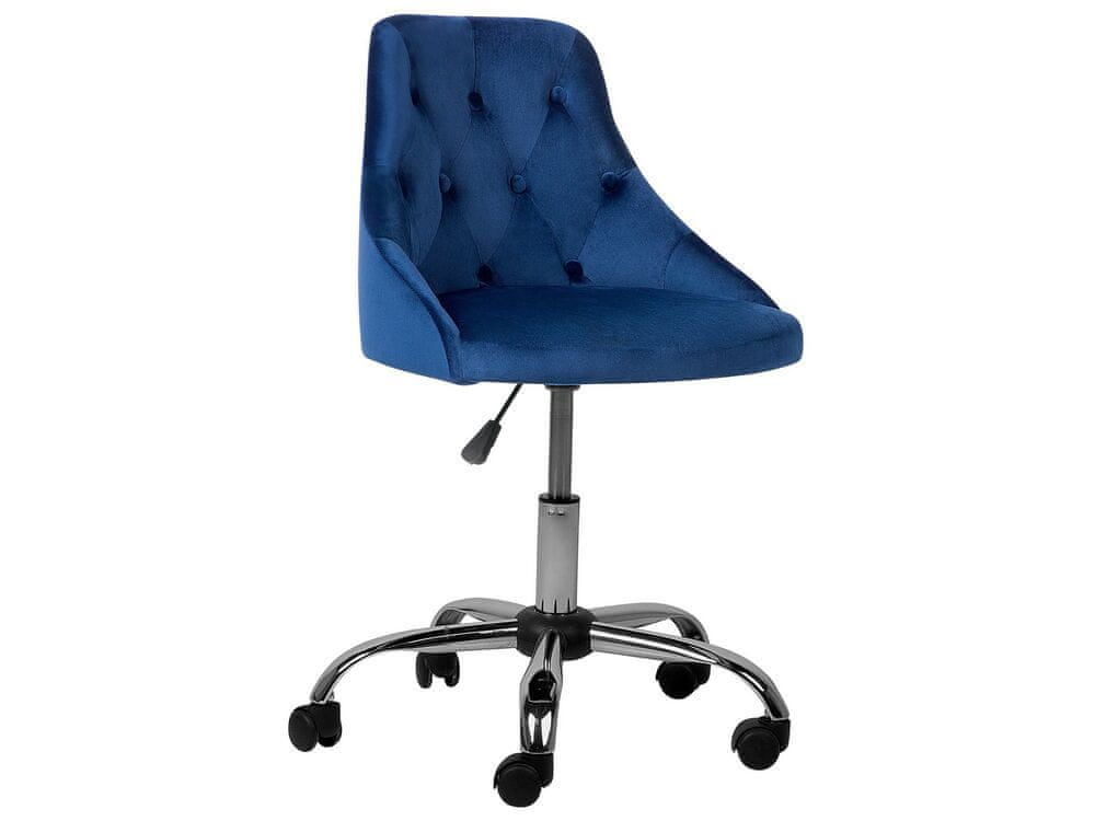 Beliani Koliesková stolička zamatová modrá PARRISH